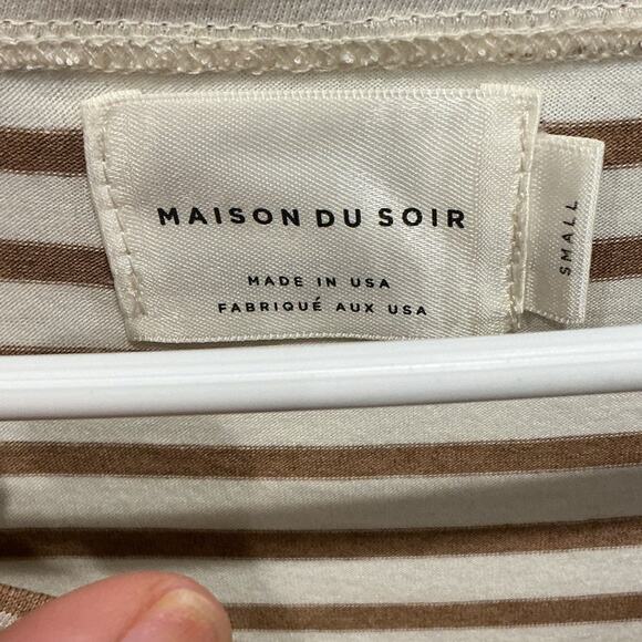 Maison Du Soir Edith Top Size Small Cream Striped Sleepwear Sleep Pajama Top - Picture 3 of 9